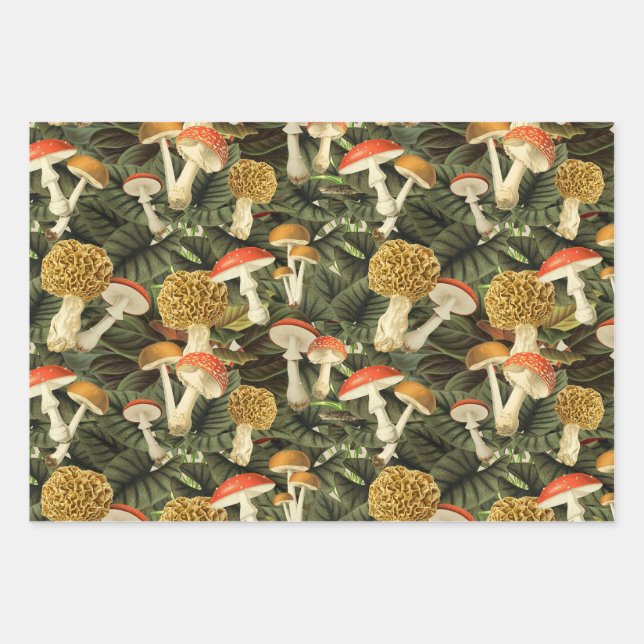 Dark Academia Viktorianisch Goth Glam Mushroom & L Geschenkpapier Set (Vorderseite)