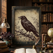 Dark Academia Vintage Raven Ivy Aesthetic Art