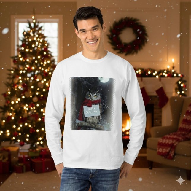 Dark Academia Weihnachts-Eule Frohe T-Shirt (Von Creator hochgeladen)