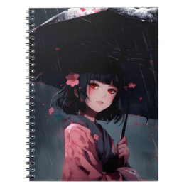 Dark Aesthetic Anime Girl with Umbrella Notizblock