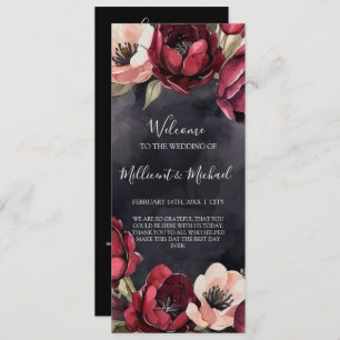 DARK AESTHETIC FLORAL RED & BLACK WEDDING PROGRAMM