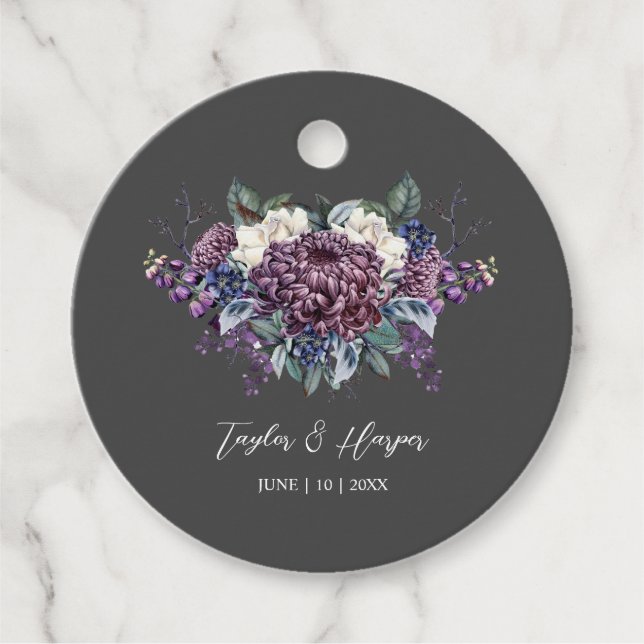 Dark Aesthetic Goth Wedding Bouquet Geschenkanhänger (Vorderseite)