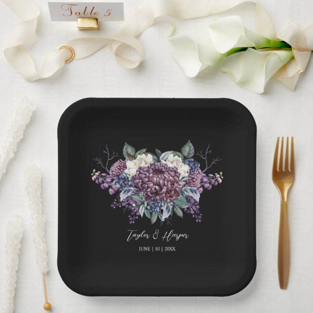 Dark Aesthetic Goth Wedding Bouquet Pappteller (Hochzeit)