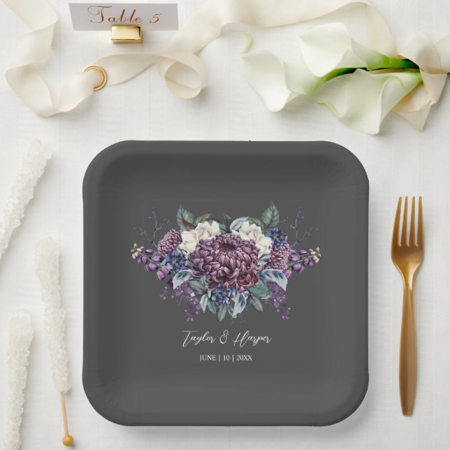 Dark Aesthetic Goth Wedding Bouquet Pappteller (Hochzeit)