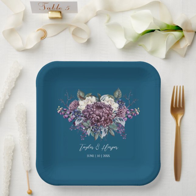 Dark Aesthetic Goth Wedding Bouquet Pappteller (Hochzeit)