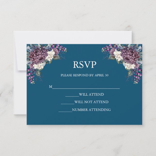 Dark Aesthetic Goth Wedding Bouquet RSVP Karte (Vorderseite)