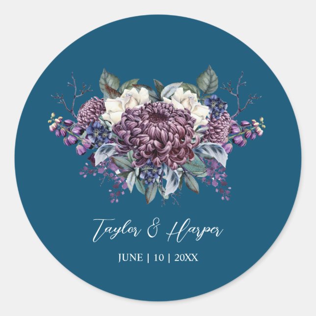 Dark Aesthetic Goth Wedding Bouquet Runder Aufkleber (Vorderseite)