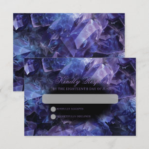 Dark Amethyst Boho Witch Crystals Black Wedding RSVP Karte