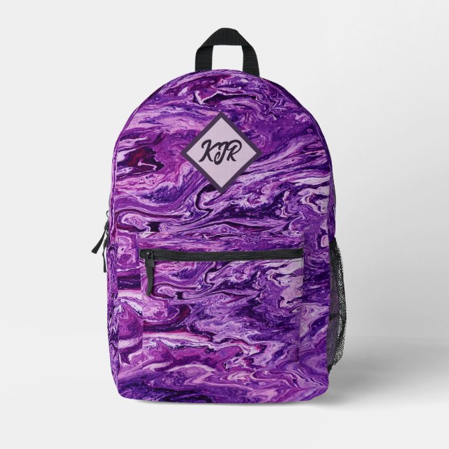 Dark Amethyst Marble Melt Bedruckter Rucksack (Vorderseite)