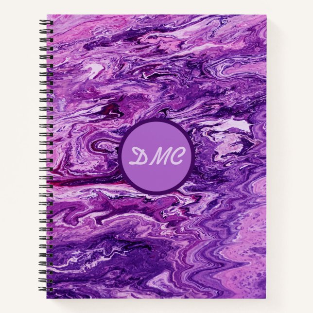 Dark Amethyst Marble Melt Notizbuch (Vorderseite)