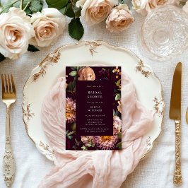 Dark and Moody Burgundy Floral Bridal Shower Einladung