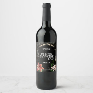 Dark and Moody Custom Wedding Wine Labels Weinetikett