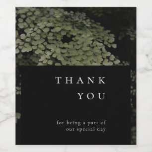 Dark and Moody Ferns Modern Favor Sticker Weinetikett