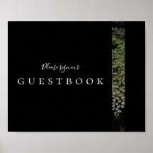 Dark and Moody Ferns Modern Guestbook Sign