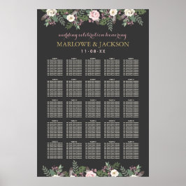 Dark and Moody Floral Boho Hochzeitssitze Poster