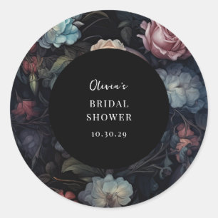 Dark and Moody Floral Gothic Brautparty Runder Aufkleber