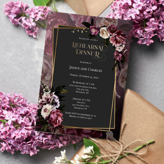 Dark and Moody Floral Probe Dinner Einladung
