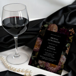 Dark and Moody Gothic Black Floral Bridal Luncheon Einladung
