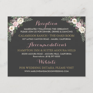 Dark and Moody Rose Pink Floral Boho Hochzeit Begleitkarte
