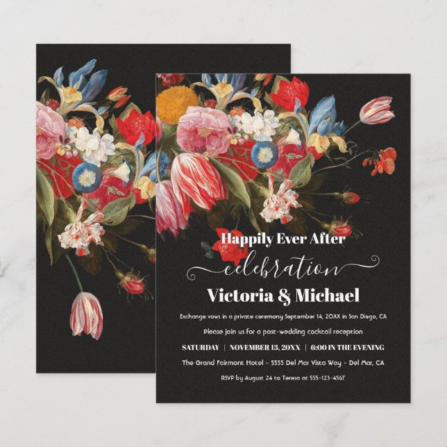 Dark and Moody Still Life Floral Post Hochzeit RSVP Karte (Vorne/Hinten)