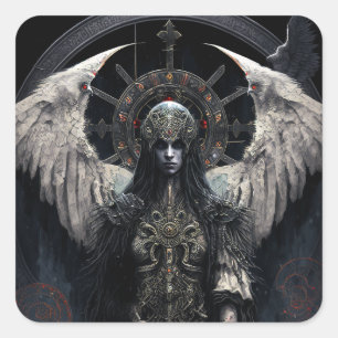 Dark Angel Gothic Fantasy Art Quadratischer Aufkleber