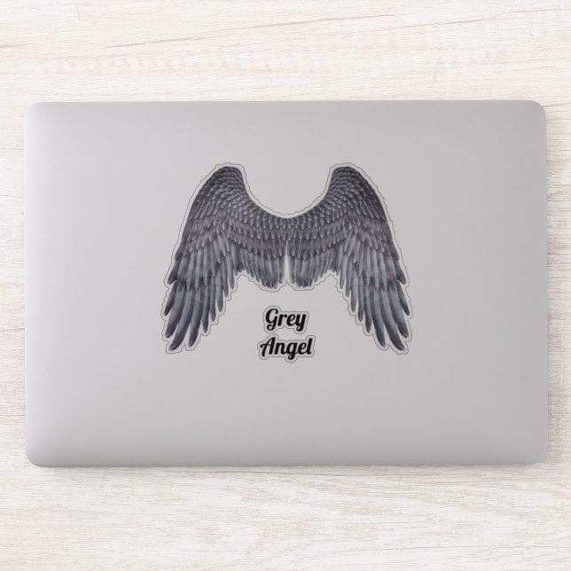 Dark Angel Gray Wings Vinyl Cutout Sticker (Computer)