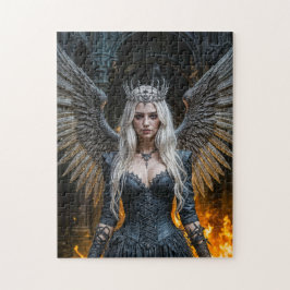 Dark Angel Queen in Candlelit Hall Puzzle