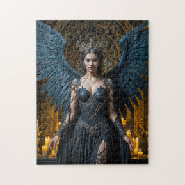 Dark Angel Queen in Candlelit Hall Puzzle
