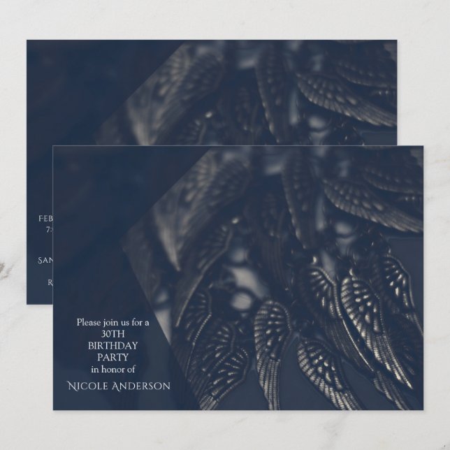 Dark Angel Wings Gothic Glam Party Einladungen (Vorne/Hinten)