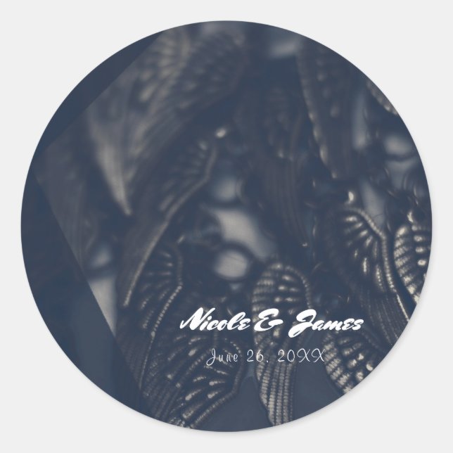 Dark Angel Wings Gothic Glam Personalisiert Gefall Runder Aufkleber (Vorderseite)