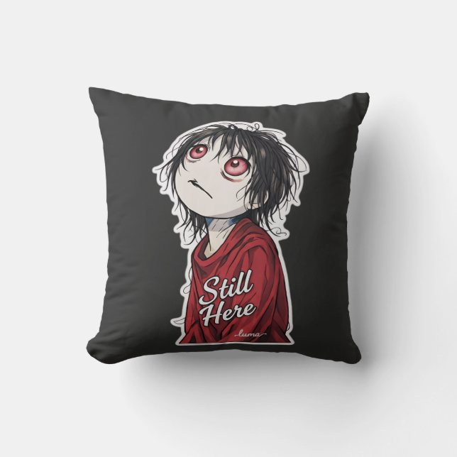 Dark Anime  "Still Here" Aesthetic Gothic Illustra Kissen (Vorderseite)