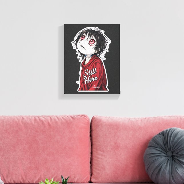 Dark Anime  "Still Here" Aesthetic Gothic Illustra Leinwanddruck (Insitu (Wohnzimmer))