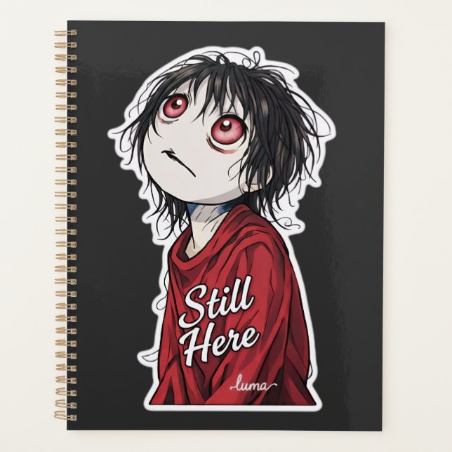 Dark Anime  "Still Here" Aesthetic Gothic Illustra Planer (Vorderseite)