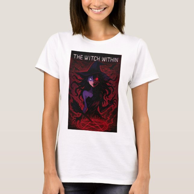 Dark Anime Witch – The Witch Within Horror T-Shirt (Vorderseite)