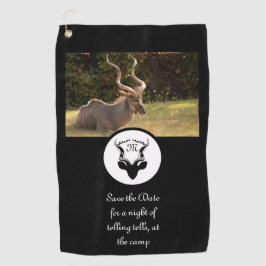 Dark Antelope Silhouette Monogram Foto Golfhandtuch