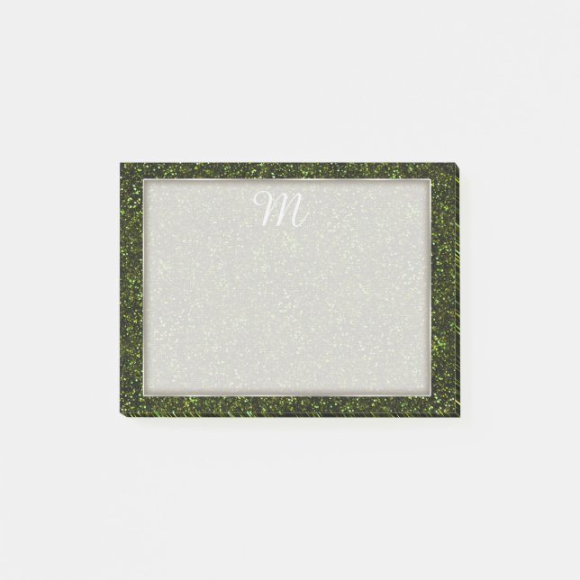 Dark Apple Green Glitzer Post-it Klebezettel (Vorderseite)