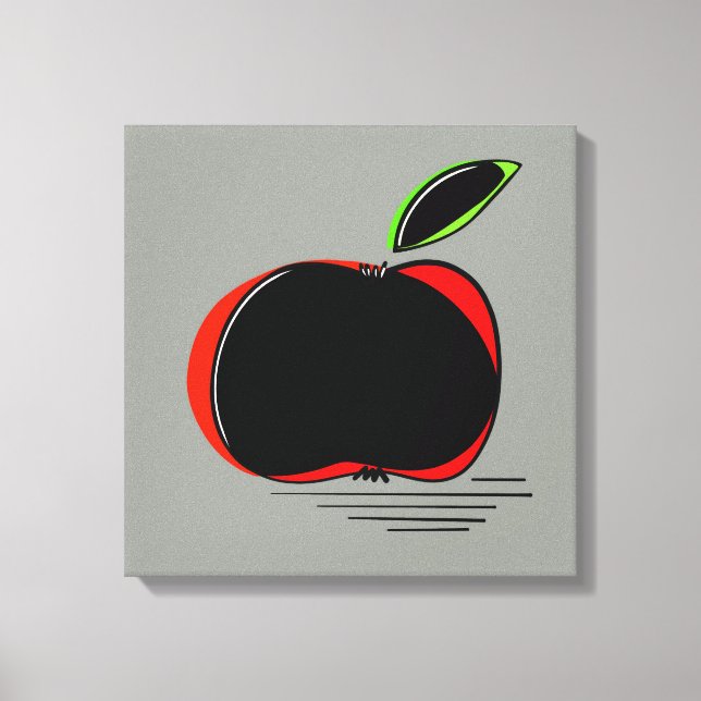 Dark Apple – Minimale Grafik Kunst  Leinwanddruck (Vorderseite)