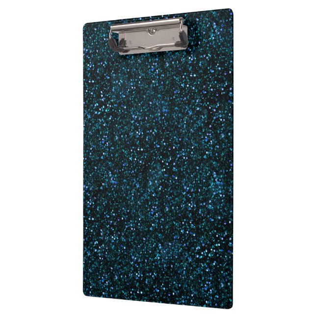 Dark Aqua Aquamarin Blue Glitzer Klemmbrett (Links)