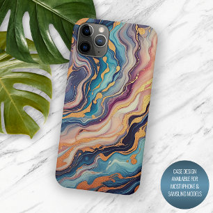 Dark Aqua Blue Lila Pink Gold Marmor Art Muster Case-Mate iPhone Hülle
