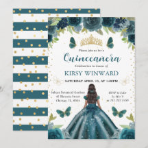 Dark Aqua Dress Dark Skin Princess Quinceanera