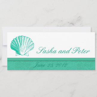 Dark Aqua Muschel Beach Hochzeitseinladungen Einladung