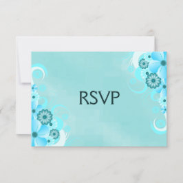Dark Aquamarin Blue Floral Elegante UAWG Response  RSVP Karte