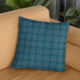 Dark Aquamarin Blue Tartan Muster Kissen