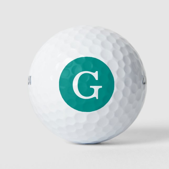 Dark Aquamarin Initial Monogram Golfball (Vorderseite)