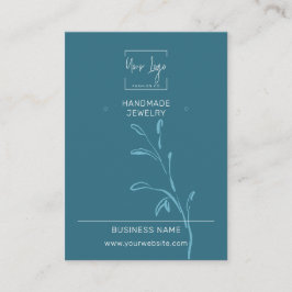 Dark Aquamarin Leaf Social QR Schmuck Display Card Telefonnummerkarte