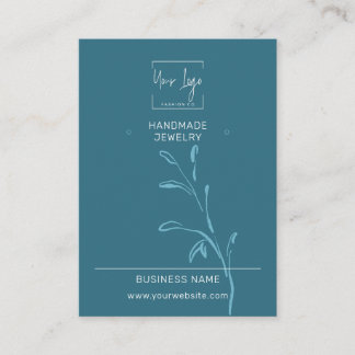 Dark Aquamarin Leaf Social QR Schmuck Display Card Telefonnummerkarte