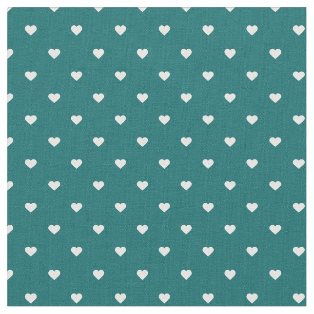 Dark Aquamarin Polka Dot Hearts Stoff (Nahaufnahme)