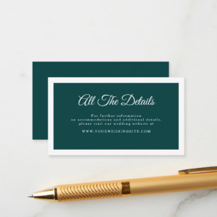 Dark Aquamarin Simple Elegant Script Wedding Detai Begleitkarte