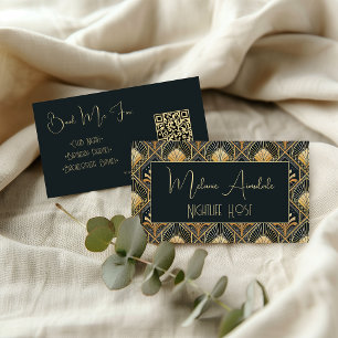 Dark Art Deco QR Code Business Card Visitenkarte