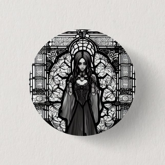 Dark Art Goth Girl Tote Bag Button (Vorderseite)